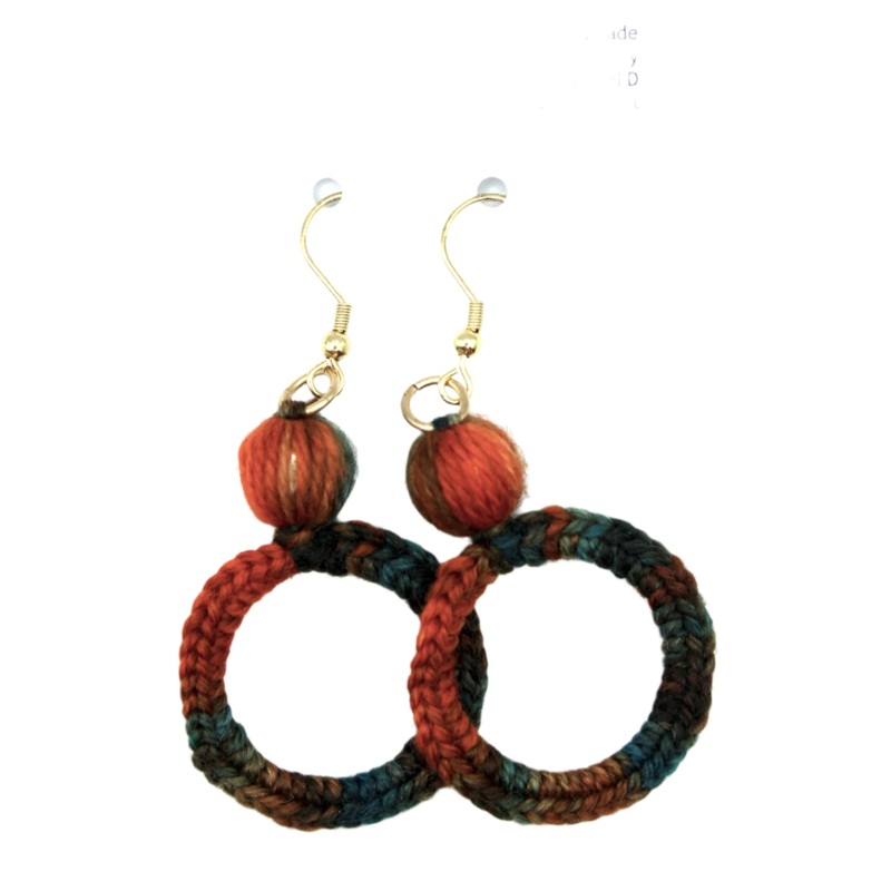Earrings – Crochet Hoops – Kingfisher