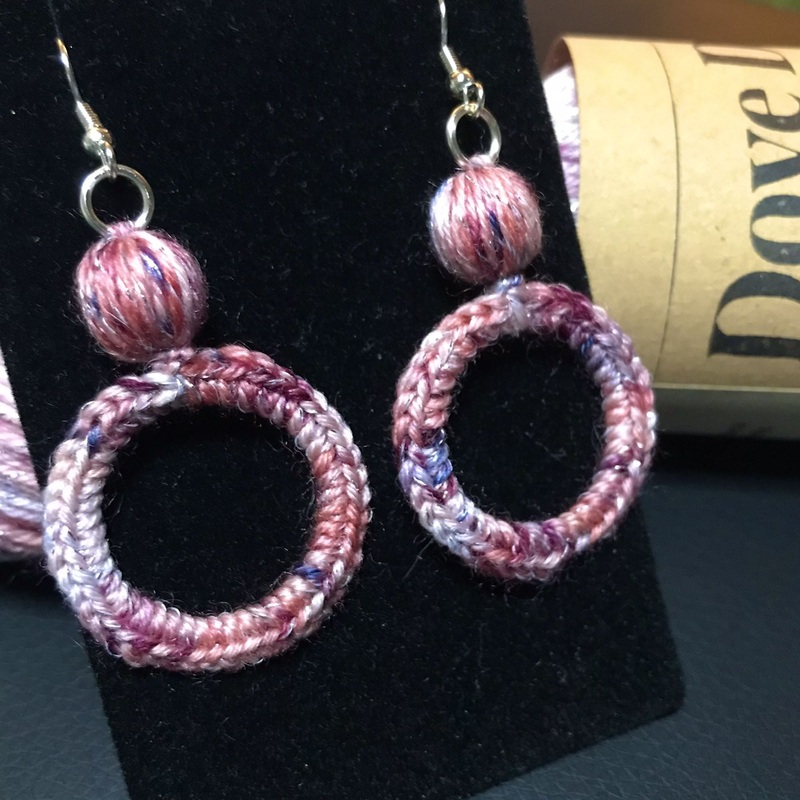 Earrings – Crochet Hoops – Purple Blush