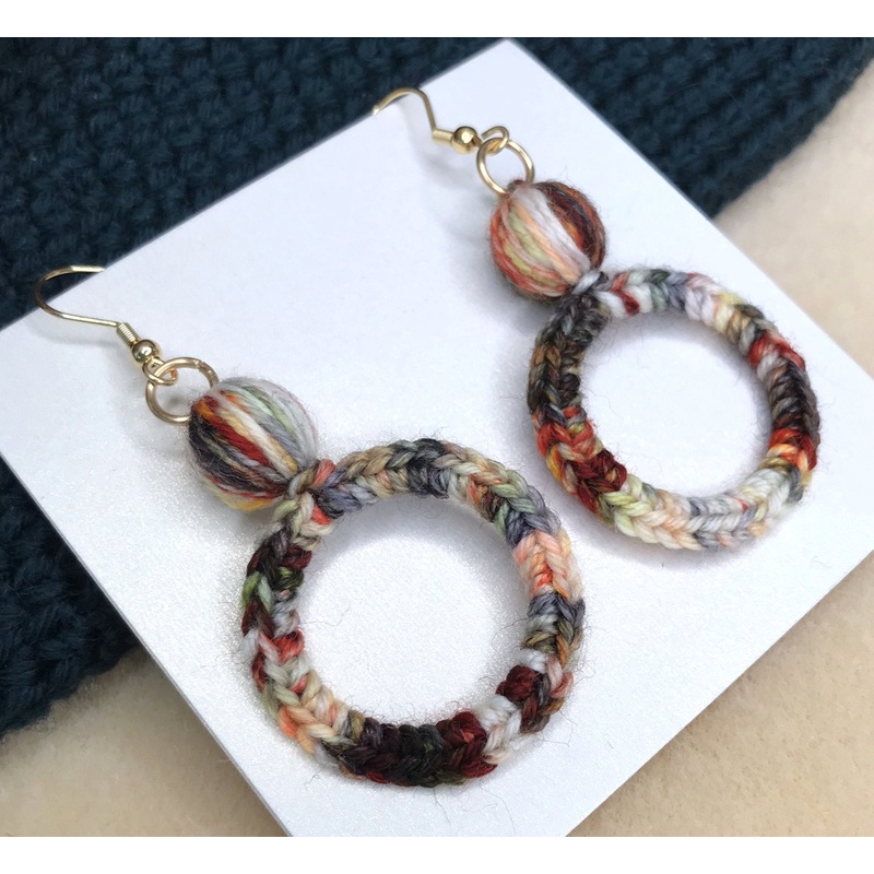 Earrings – Crochet Hoops – Rust Bucket
