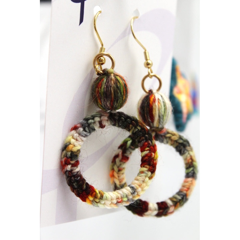 Earrings – Crochet Hoops – Rust Bucket