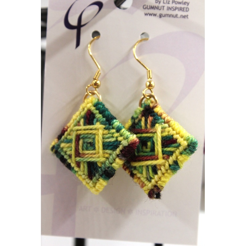 Earrings – Needlepoint – Camoflaged Jacket