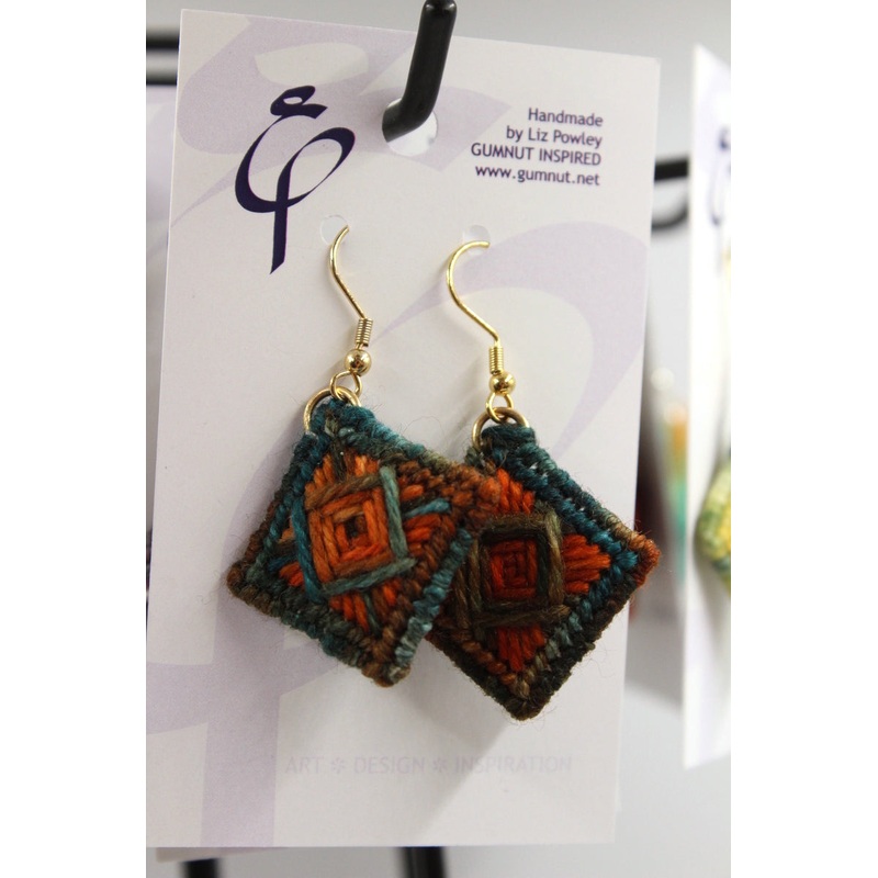 Earrings – Needlepoint – Kingfisher