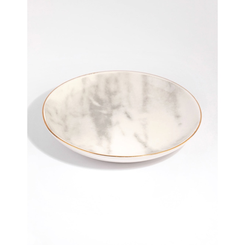 Round Gold Trim Ceramic Trinket Tray