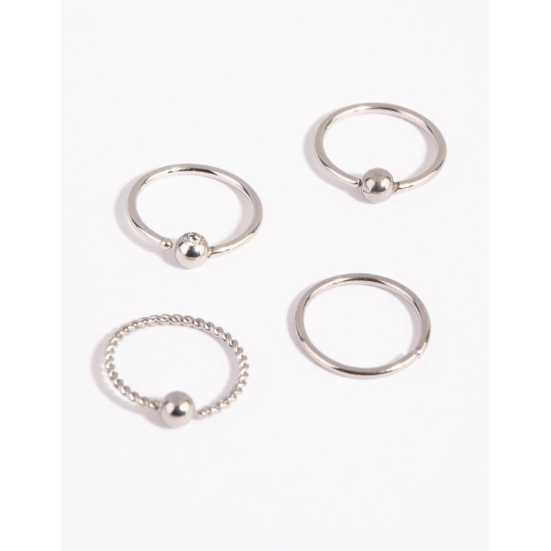 Surgical Steel Textured Nose Ring 4-Pack