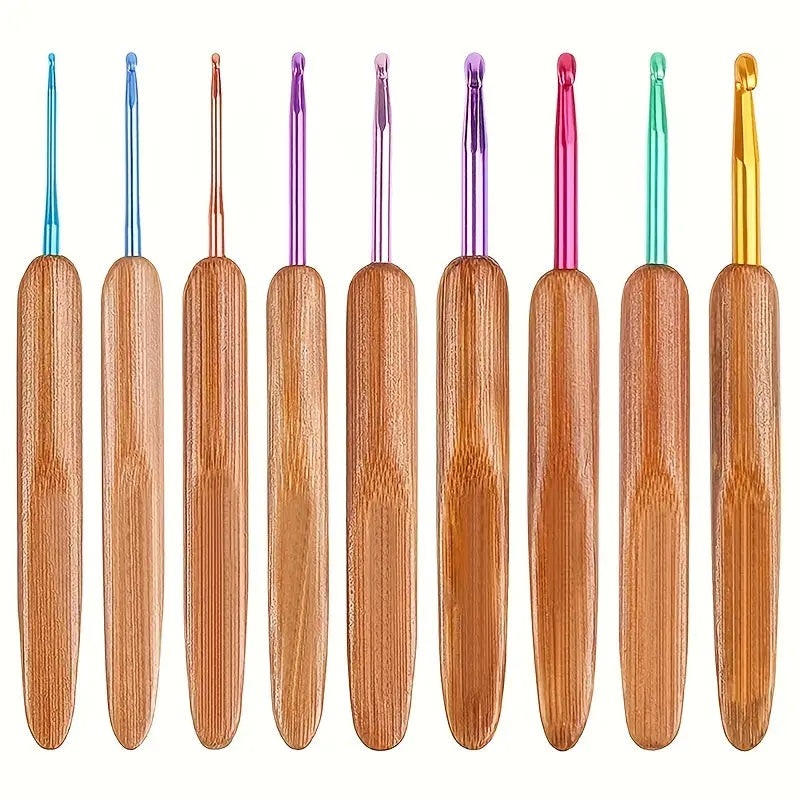 9pcs Crochet Set – Rainbow & Bamboo