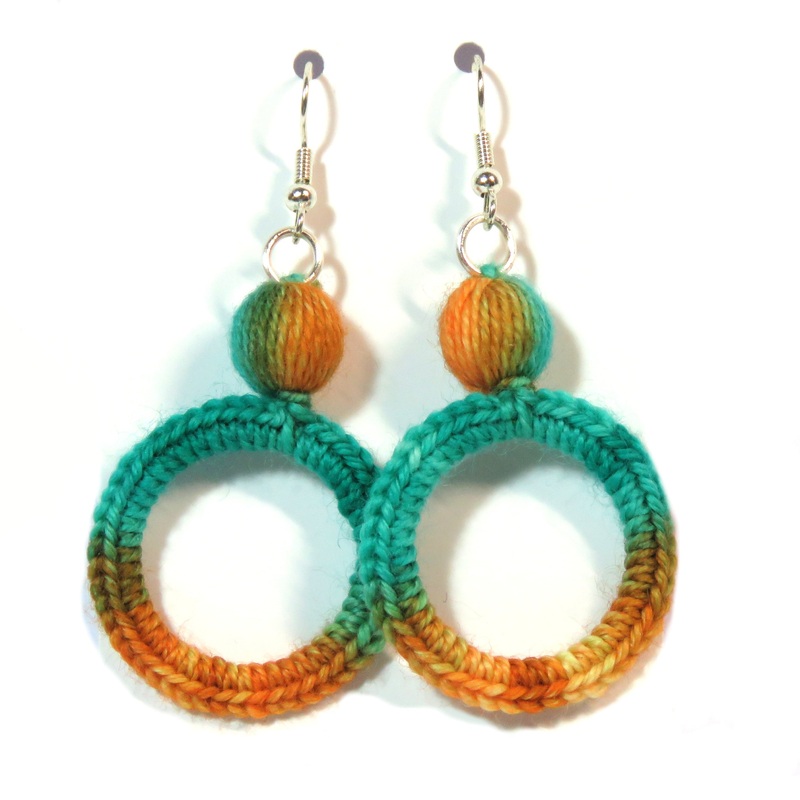 Earrings – Crochet Hoops – Mouldy Mandarin