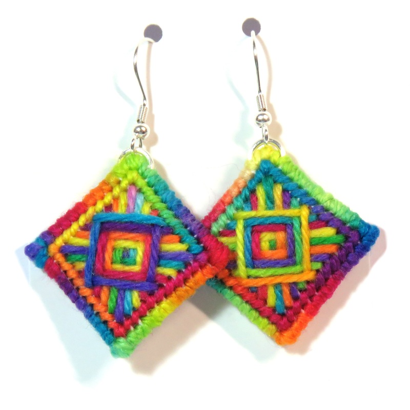 Earrings – Needlepoint – Full Rainbow