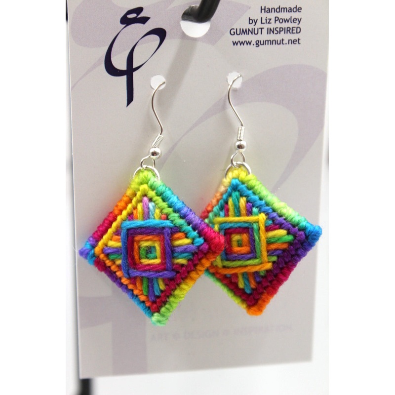 Earrings – Needlepoint – Full Rainbow
