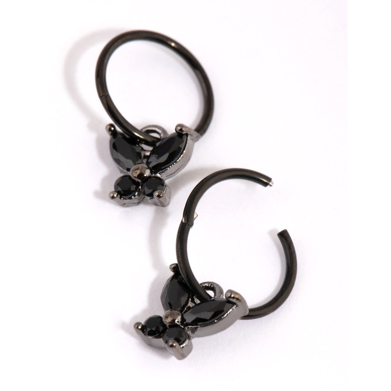 Matte Black Butterfly Sleeper Earrings