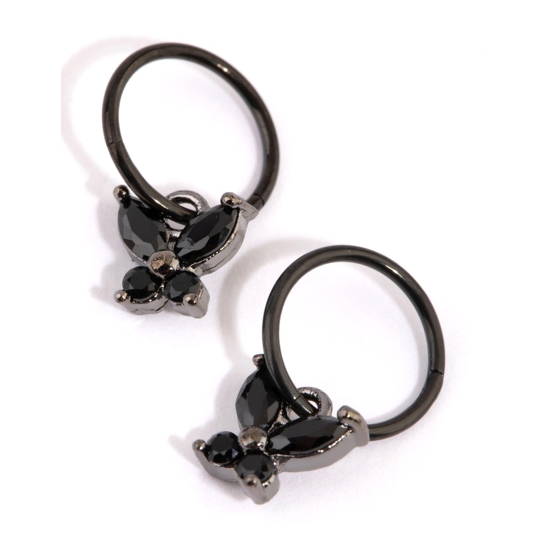 Matte Black Butterfly Sleeper Earrings
