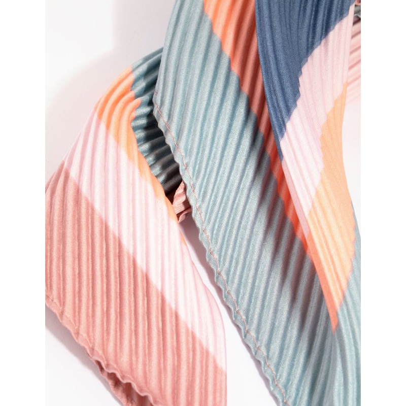 Pleated Mix Stripes Mini Scarf