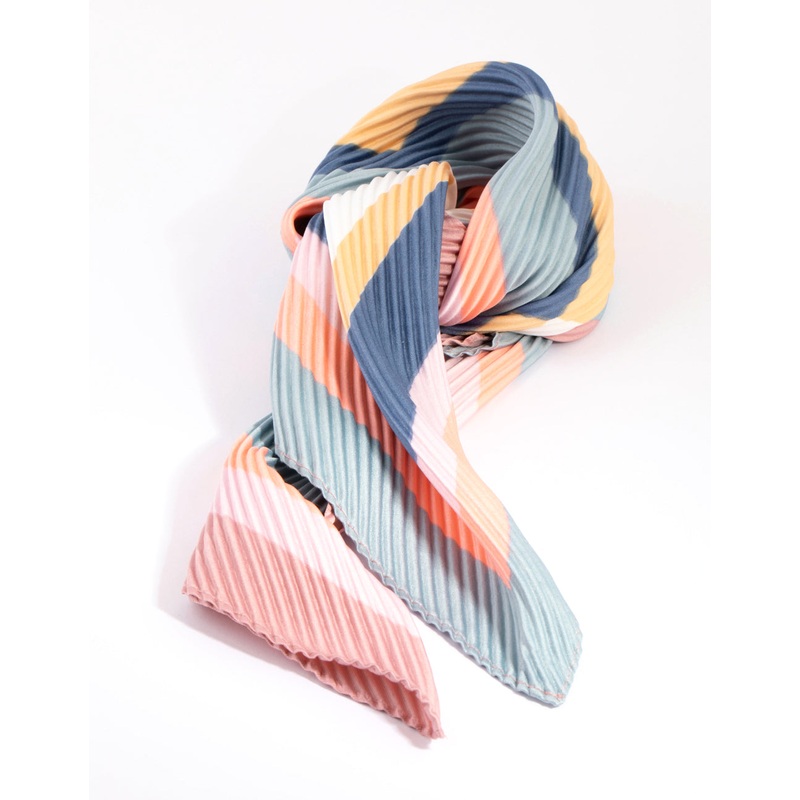 Pleated Mix Stripes Mini Scarf