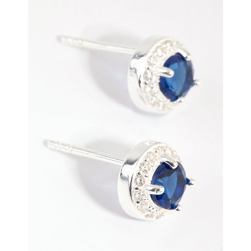 Sterling Silver Cubic Zirconia 5mm Halo Stud Earrings