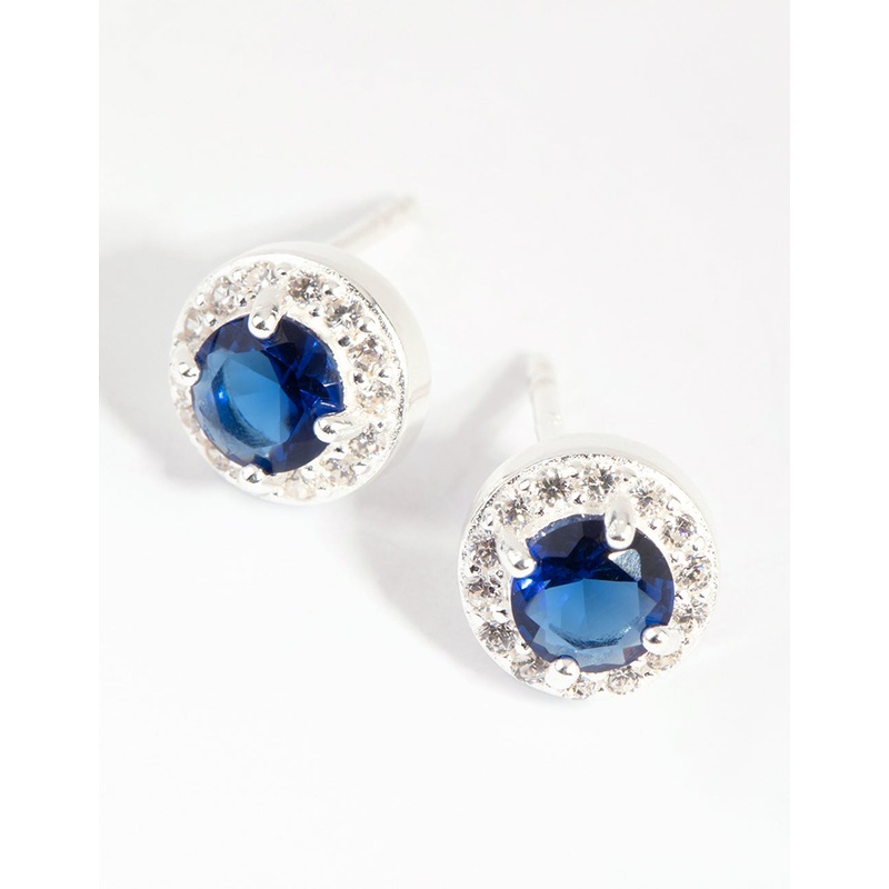 Sterling Silver Cubic Zirconia 5mm Halo Stud Earrings