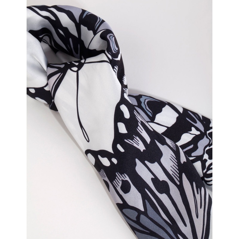 Black & White Butterfly Print Scarf
