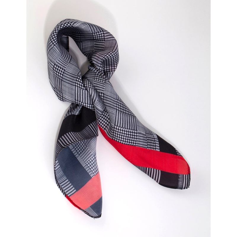 Checked Print Mini Bandana Hair Scarf