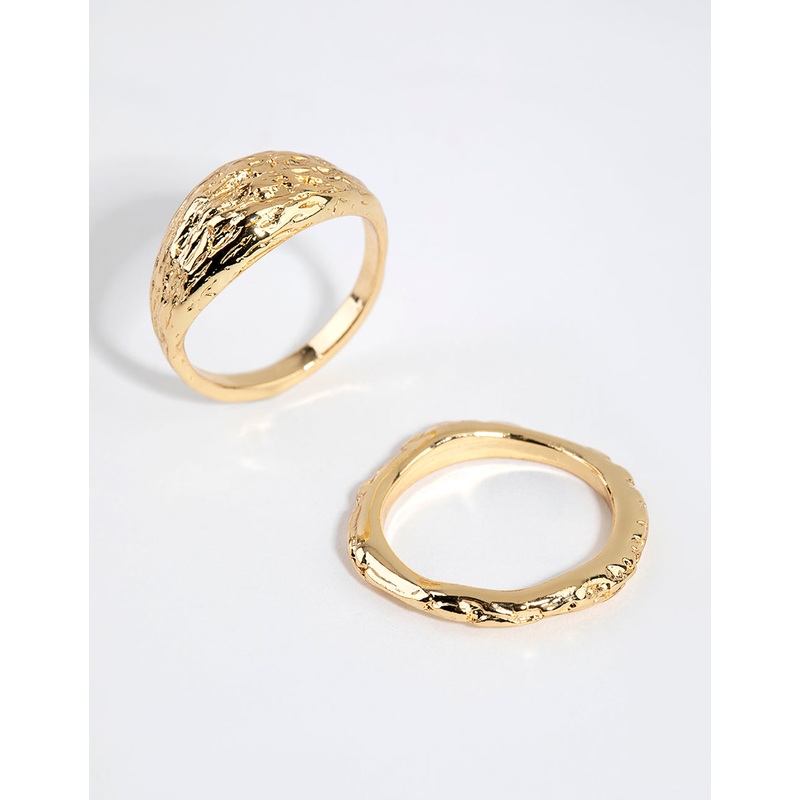 Gold Plated Molten Ring Set|SM|ML