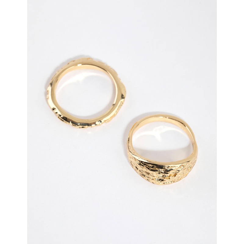 Gold Plated Molten Ring Set|SM|ML
