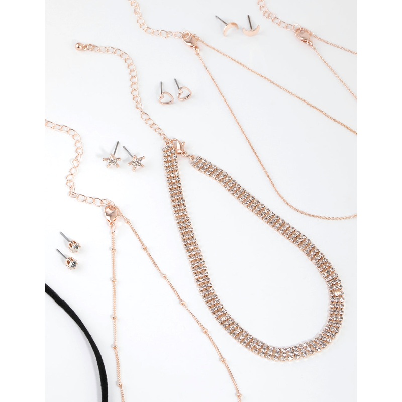 Rose Gold Choker & Earring Set