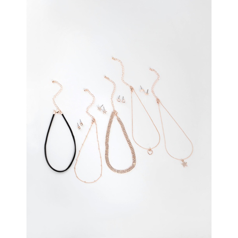 Rose Gold Choker & Earring Set