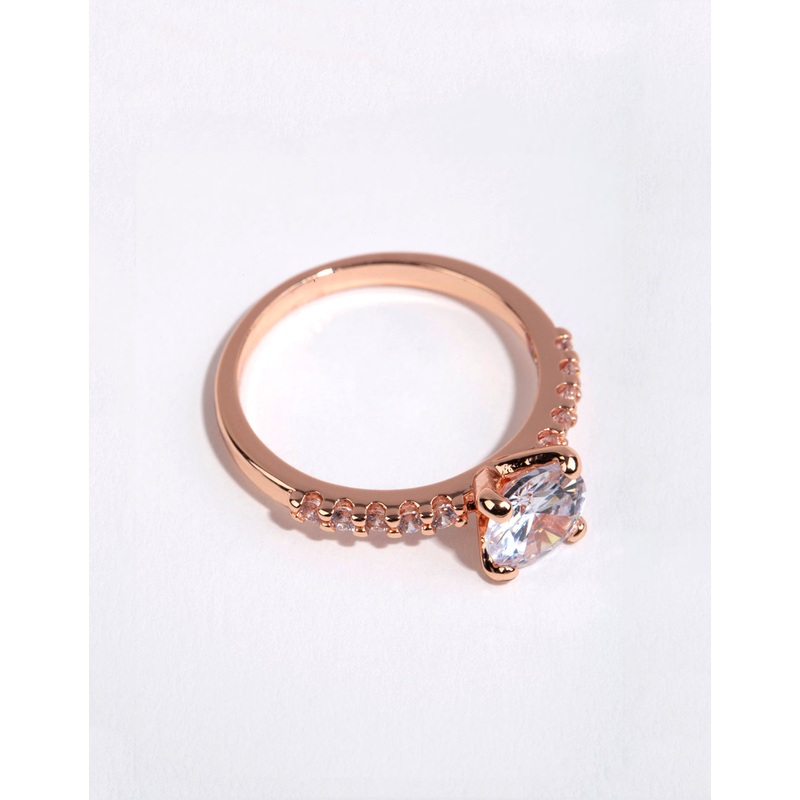 Rose Gold Plated Round Cubic Zirconia Ring