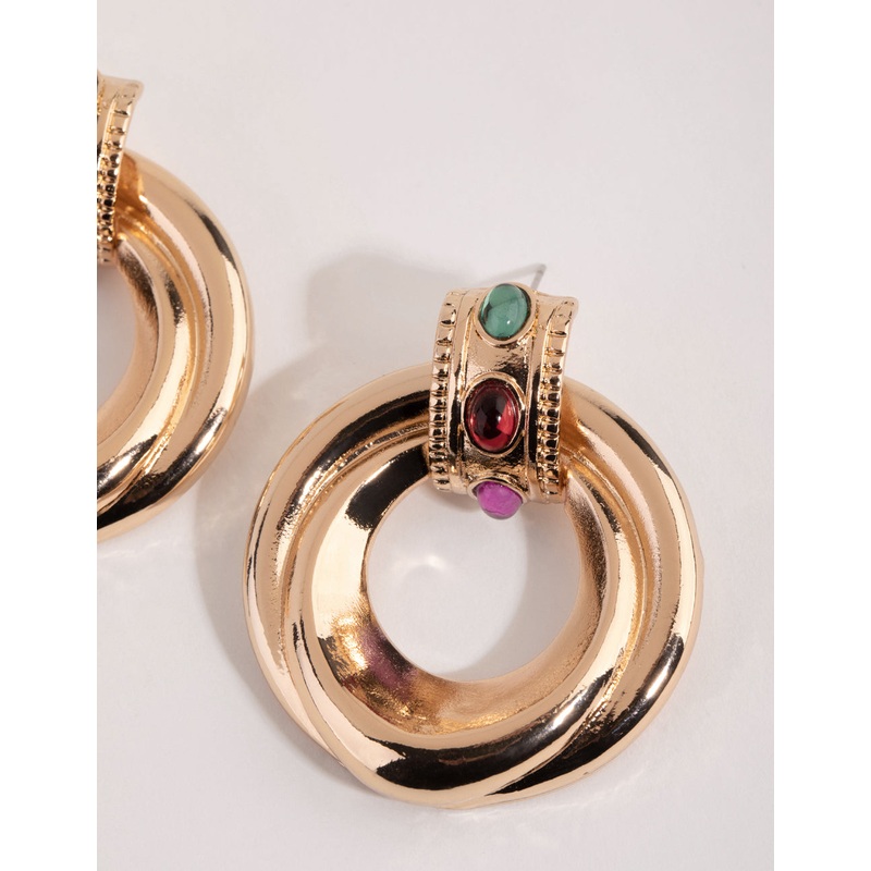 Gold Chunky Round Statement Earrings