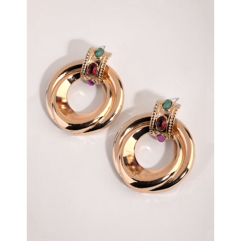 Gold Chunky Round Statement Earrings