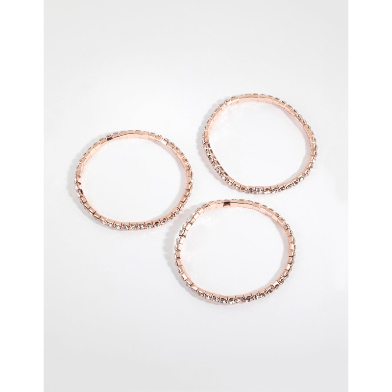 Rose Gold Diamante Stretch Bracelet Set
