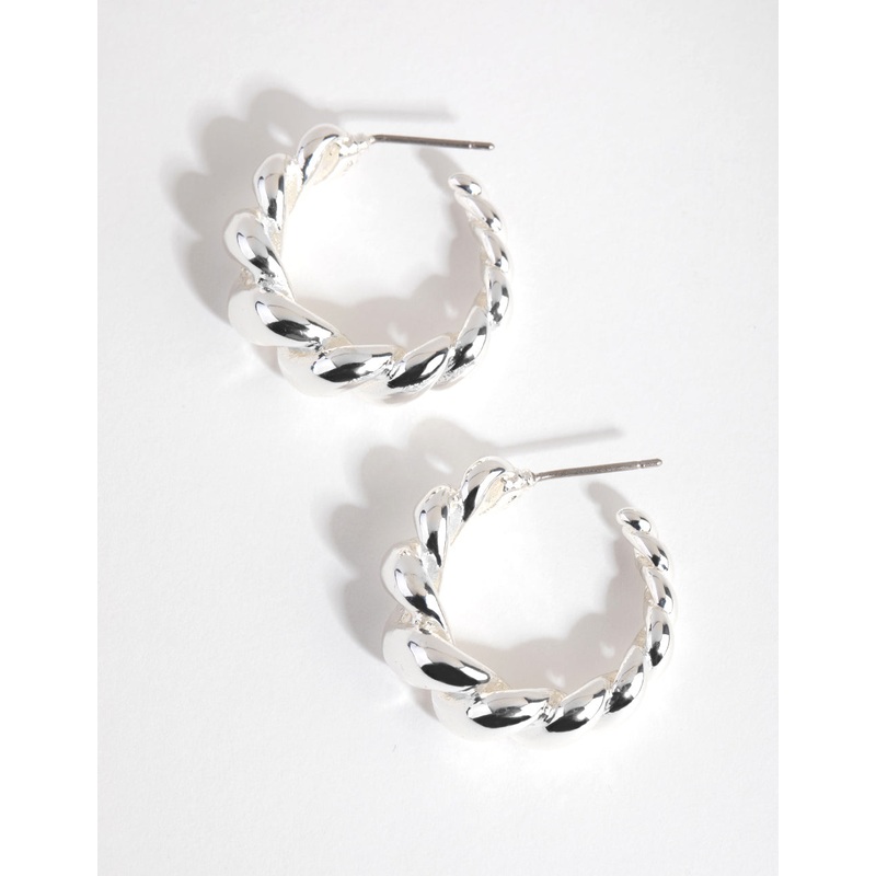 Silver Plated Gradual Swirl Hoop Earrings