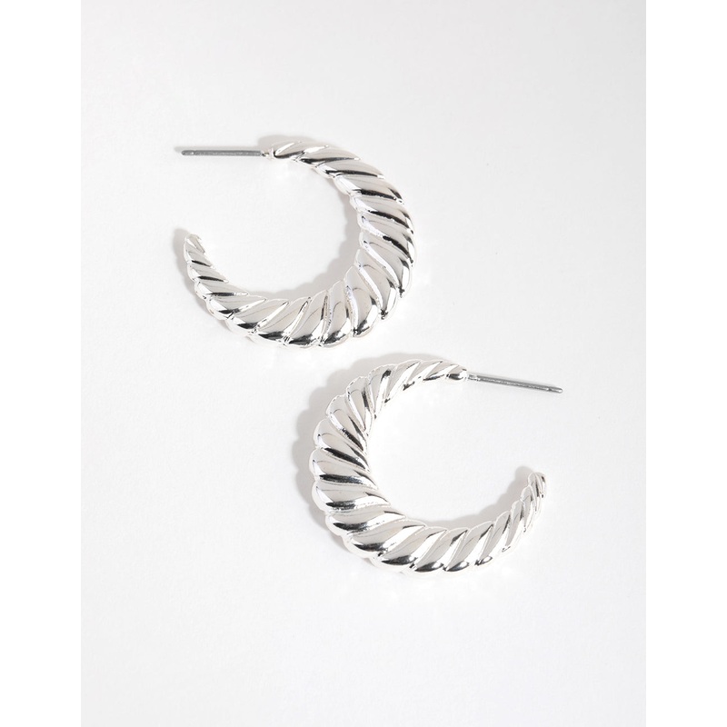 Silver Smooth Double Hoop Earrings