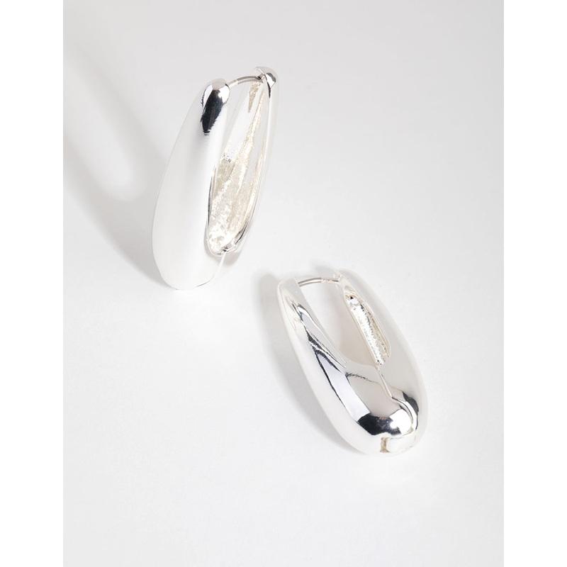 Silver Plated Oval Drop Earrings