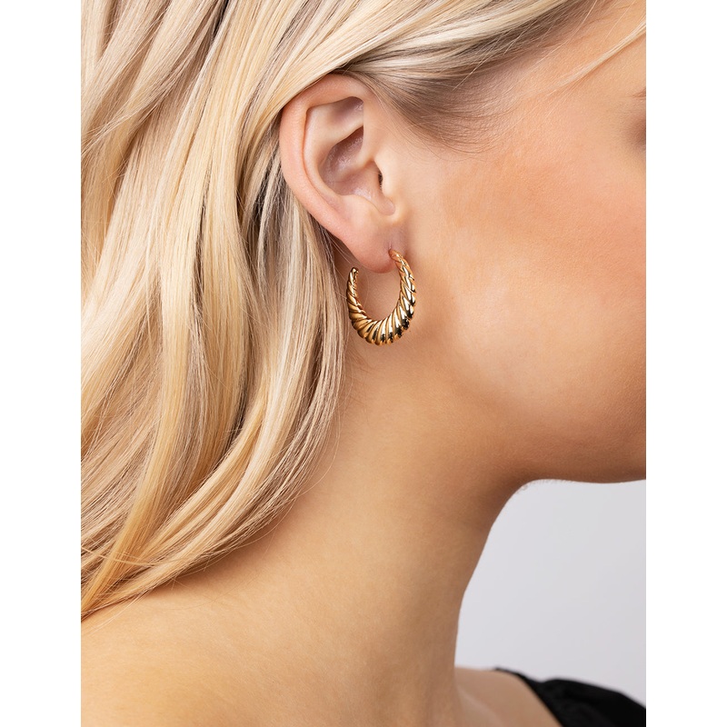 Gold Plated Medium Swirl Hoop Earrings