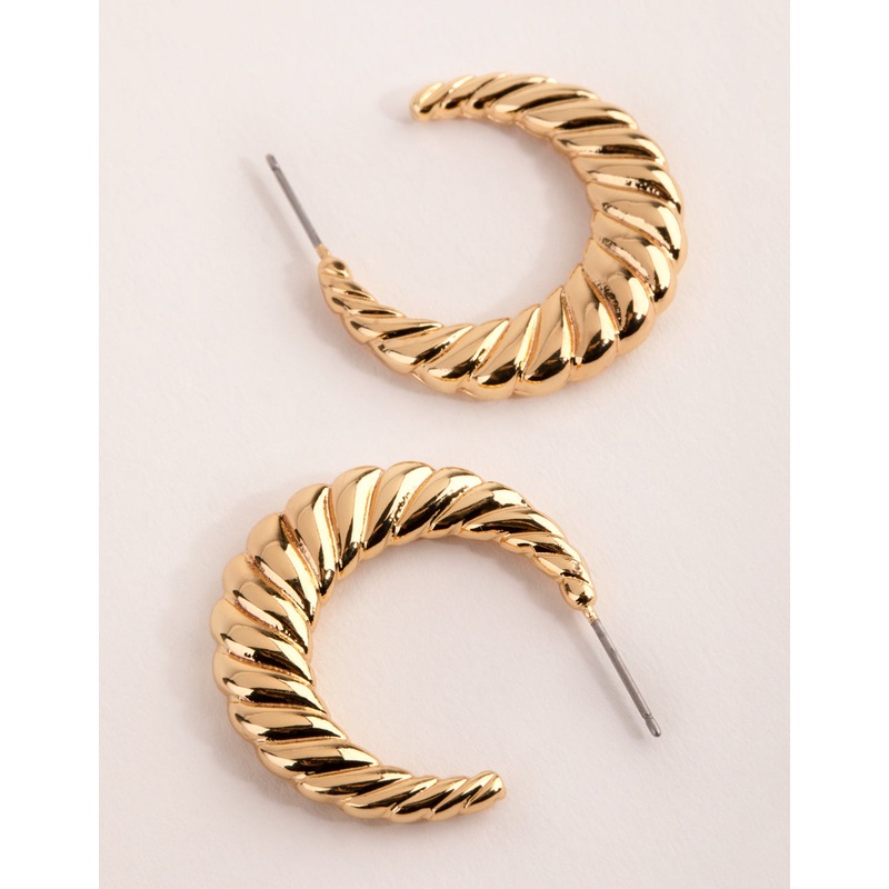Gold Plated Medium Swirl Hoop Earrings