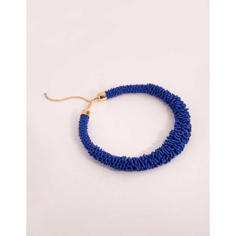 Cobalt Seed Bead Collar Necklace