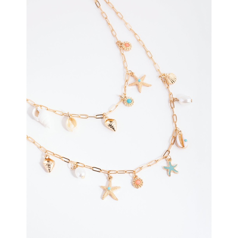 Gold Ocean Charm Necklace