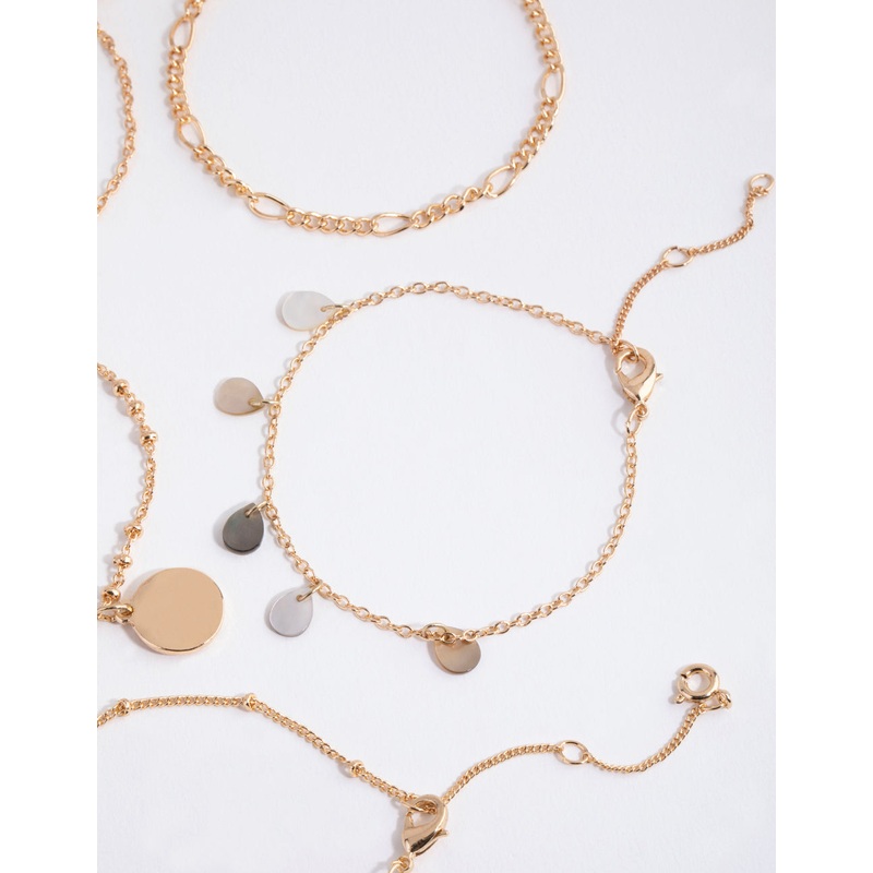 Gold Shell Jingle Bracelet & Anklet 6-Pack Set