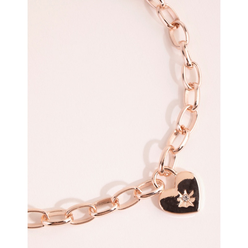 Rose Gold Chain & Heart Necklace