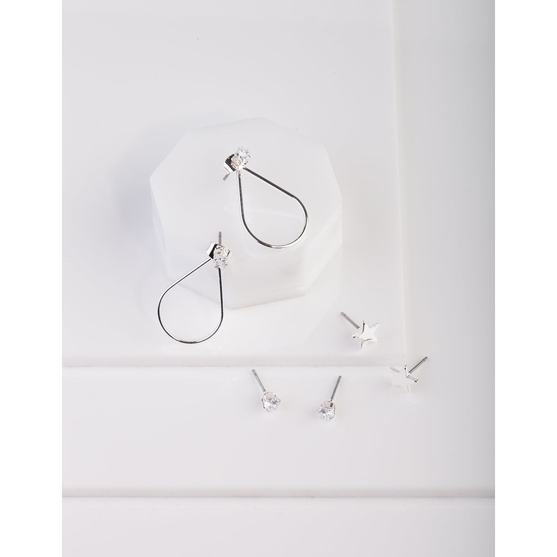 Cubic Zirconia Snake Cupchain Drop Earrings