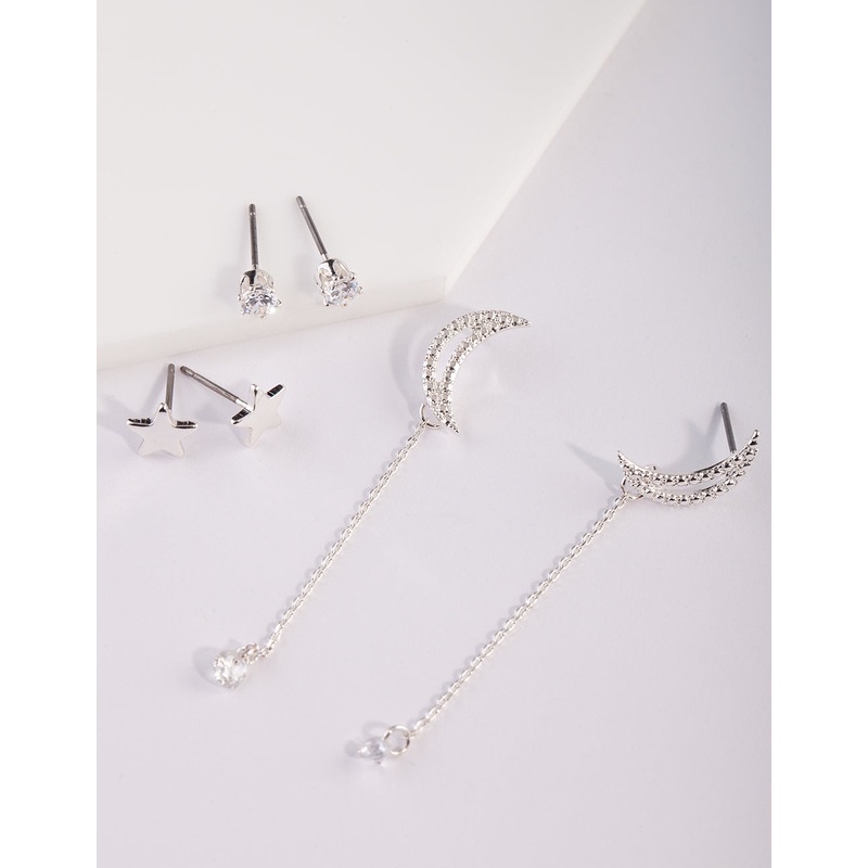 CUBZ SS STAR & MOON CZ 3PK ER@