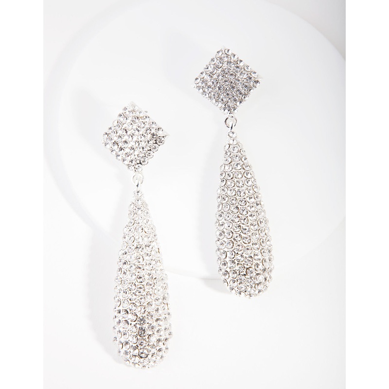 D&P SS PAVE LRG TEARDRP ER