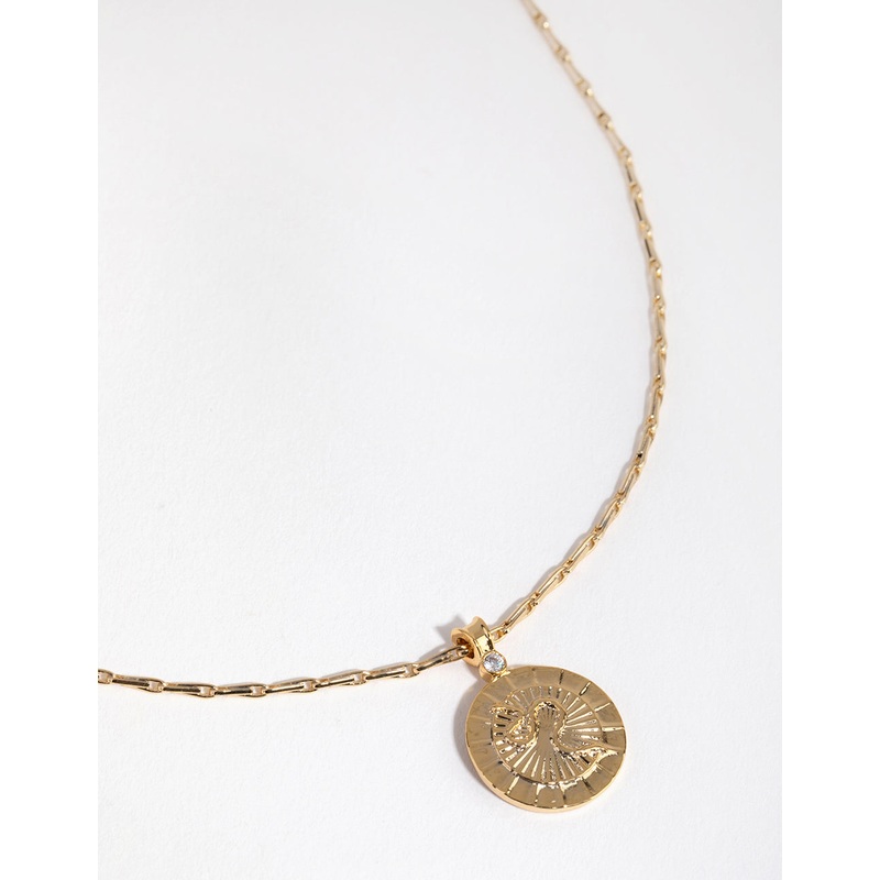 18ct Gold Plated Cubic Zirconia Snake Coin Necklace