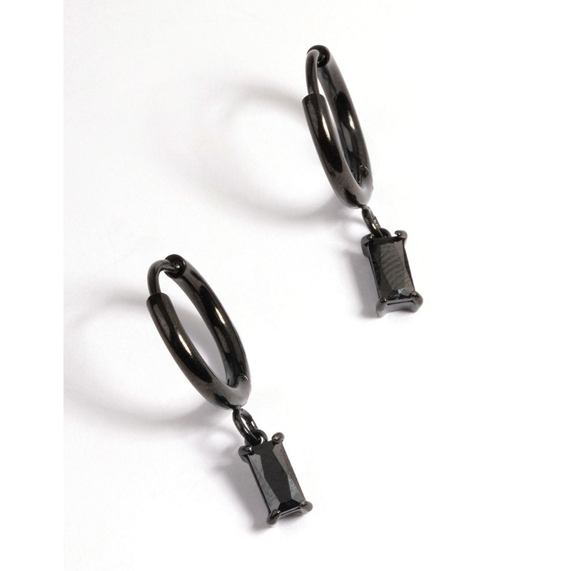 Coated Surgical Steel Cubic Zirconia Hoop Earrings