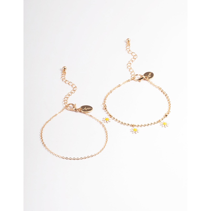 Gold Dainty Daisy Bracelet Pack