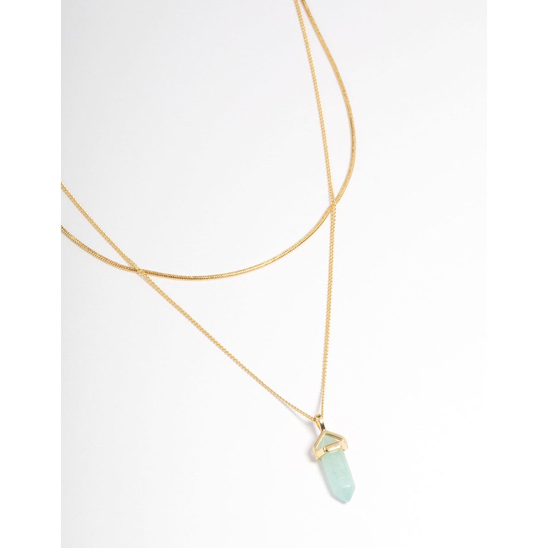 Gold Plated Amazonite Mini Shard Layer Necklace
