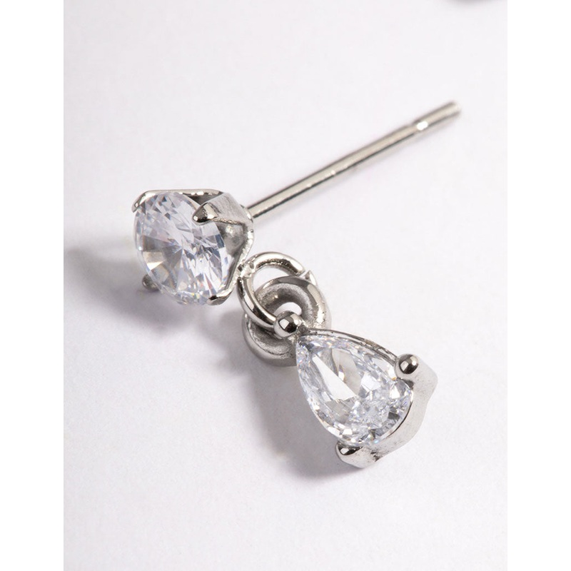 Rhodium Surgical Steel Teardrop Stud Earrings