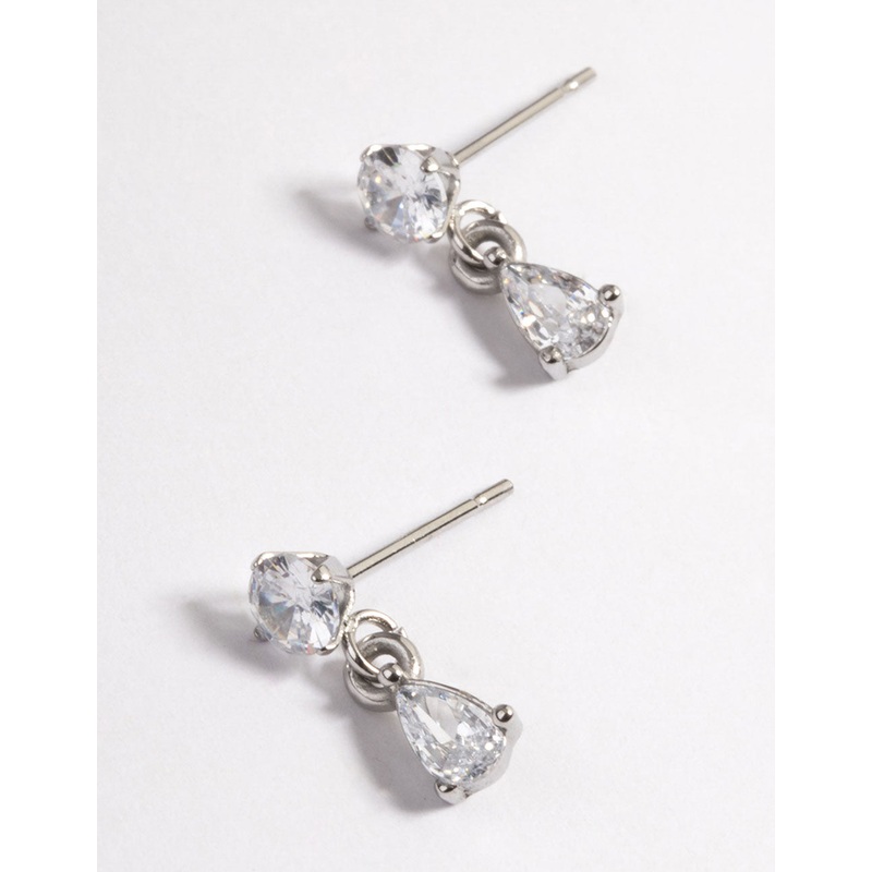 Rhodium Surgical Steel Teardrop Stud Earrings