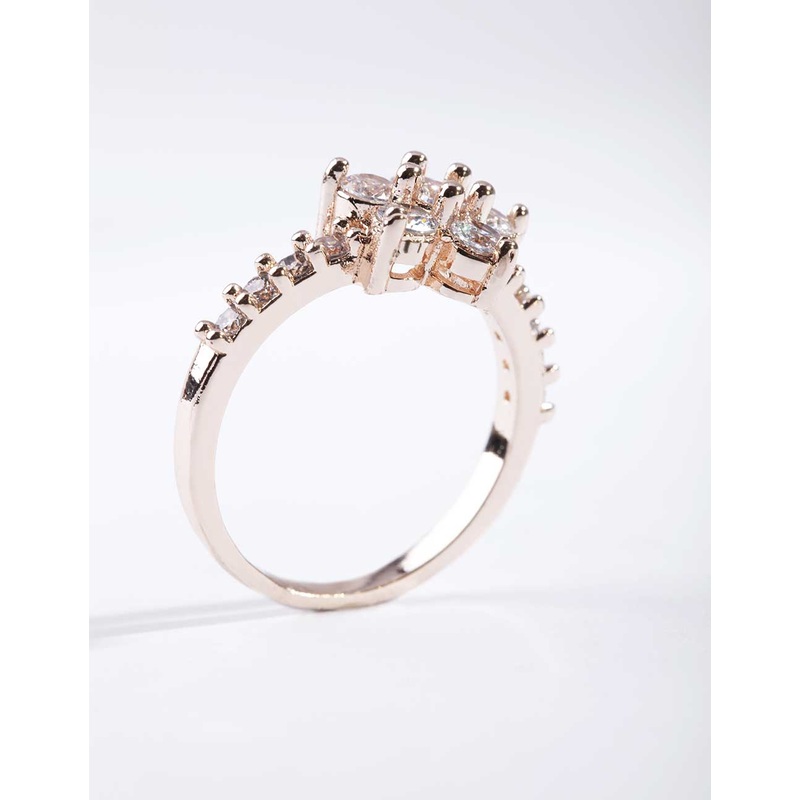 Rose Gold Cubic Zirconia Flower Ring