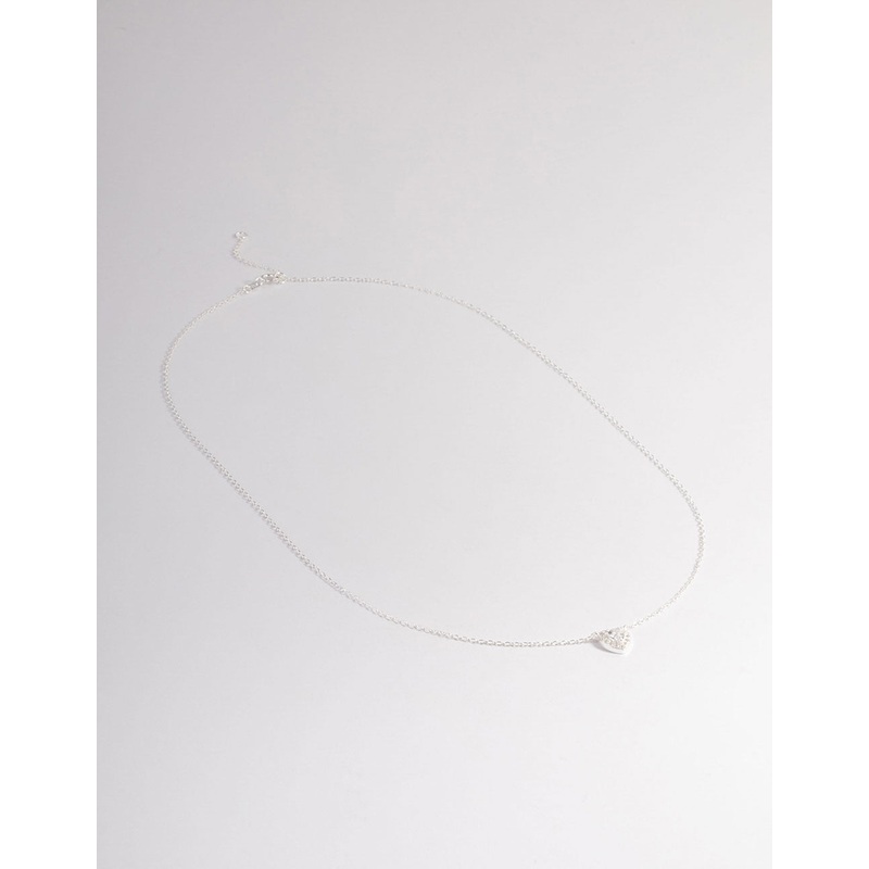 Sterling Silver Cubic Zirconia Halo Heart Pendant Necklace