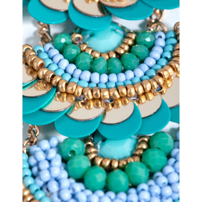 Tired Sequin Beaded Drop Earrings