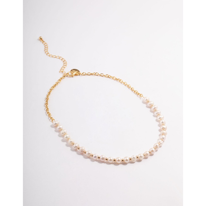 Gold Plated Freshwater Pearl Half Link Necklace
